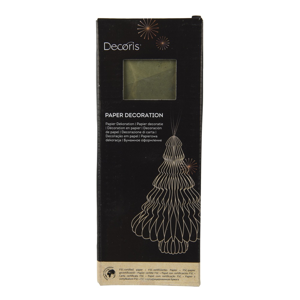 Δέντρο Paper Green Champagne Gold Glitter 40Layers H.20cm Decoris 709237 - 2