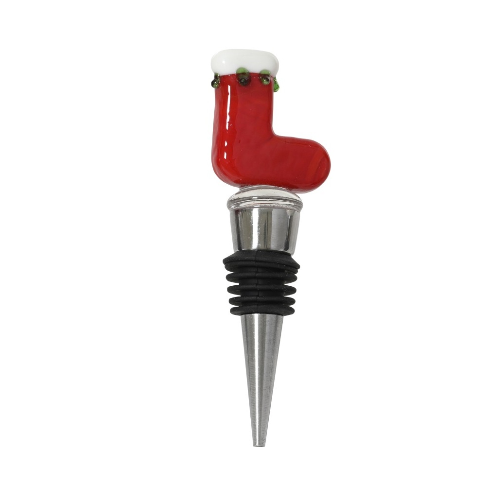 Πώμα Μπουκαλιού Ανοξείδωτο με Γυάλινη Διακόσμηση Χριστουγεννιάτικη Κάλτσα Decoris 389922-3 - 