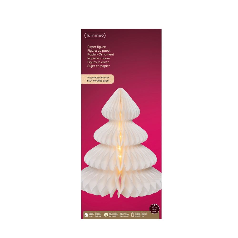 Χριστουγεννιάτικο Δέντρο Χάρτινο με Micro LED Warm White Ø42x48 cm Lumineo FSC Decoris 489425 - 4