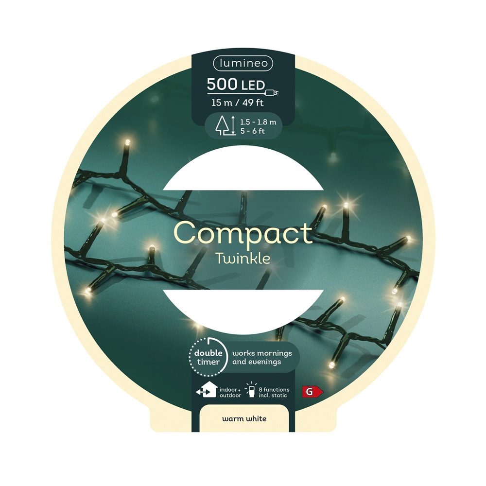 Φωτάκια LED Compact Εξωτερικού Χώρου 8 Λειτουργιών Twinkle Warm White 500 LED 15 m Lumineo 495861 - 4