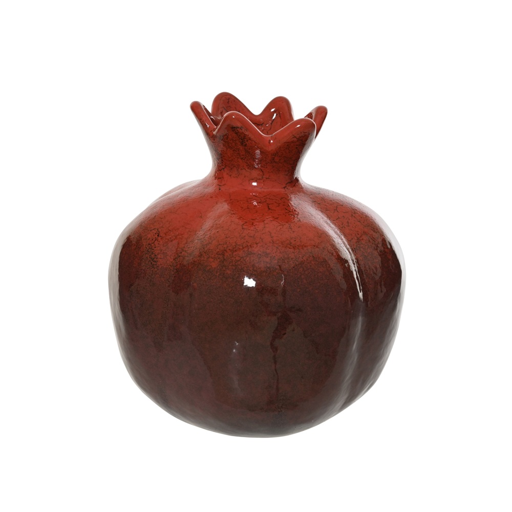 Διακοσμητικό Βάζο Stoneware Ρόδι Γυαλισμένο Μπορντό Ø13 × 14 cm Χειροποίητο Kaemingk 607339 - 