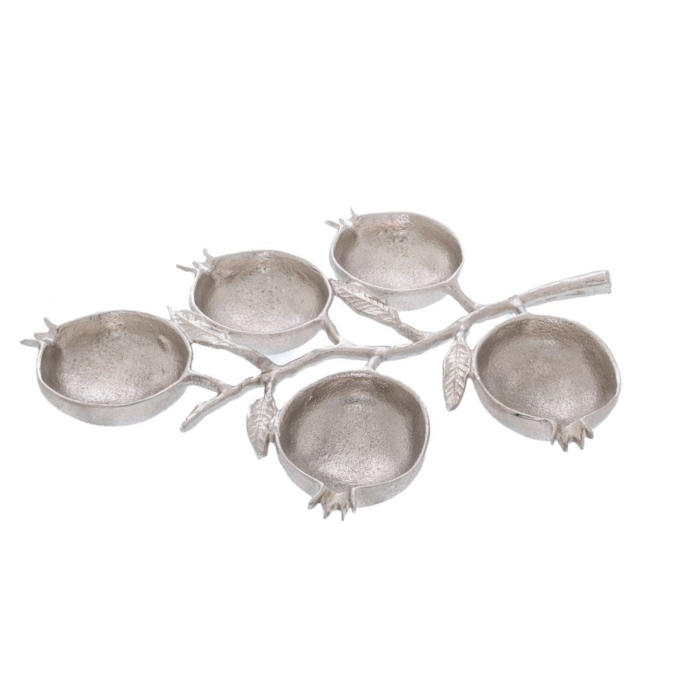 Δίσκος Αλουμινίου Ασημί Διακοσμητικός Ρόδι 37x26x4 εκ Ai Decoration 86779 - 