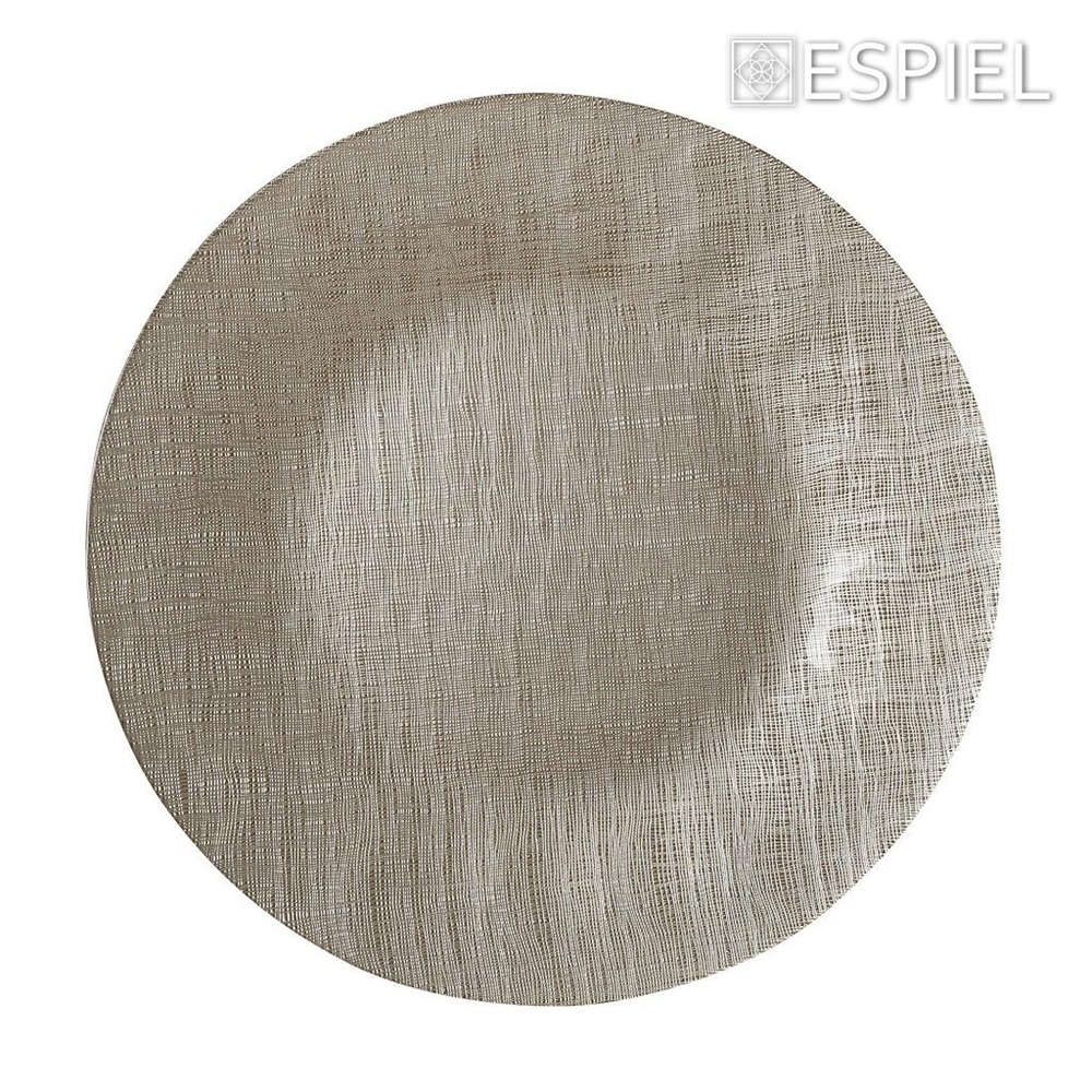 Πιάτο Παρουσίασης / Σουπλά Γυάλινο Ασημί Ø33 cm ESPIEL SUP101K4 - 2