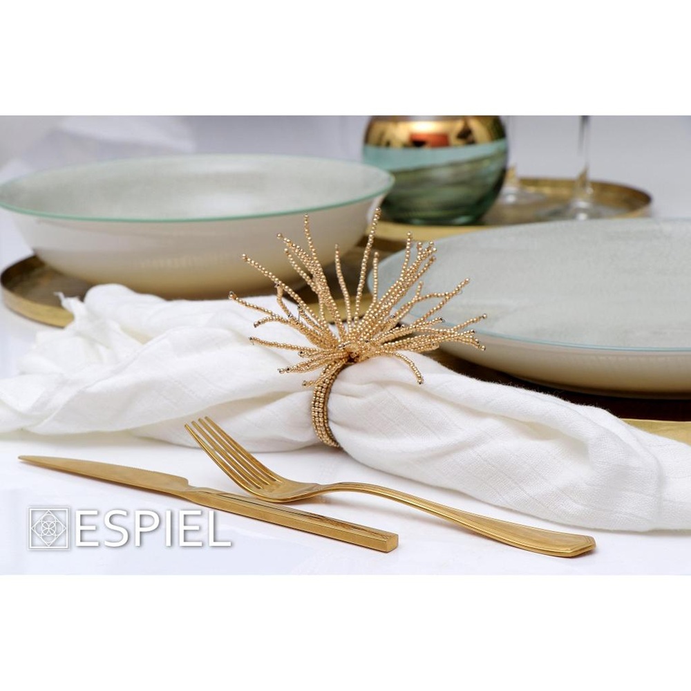 Δαχτυλίδι Πετσέτας Γυαλί & Μέταλλο Χρυσό 6 cm ESPIEL YRA110K6 - 3