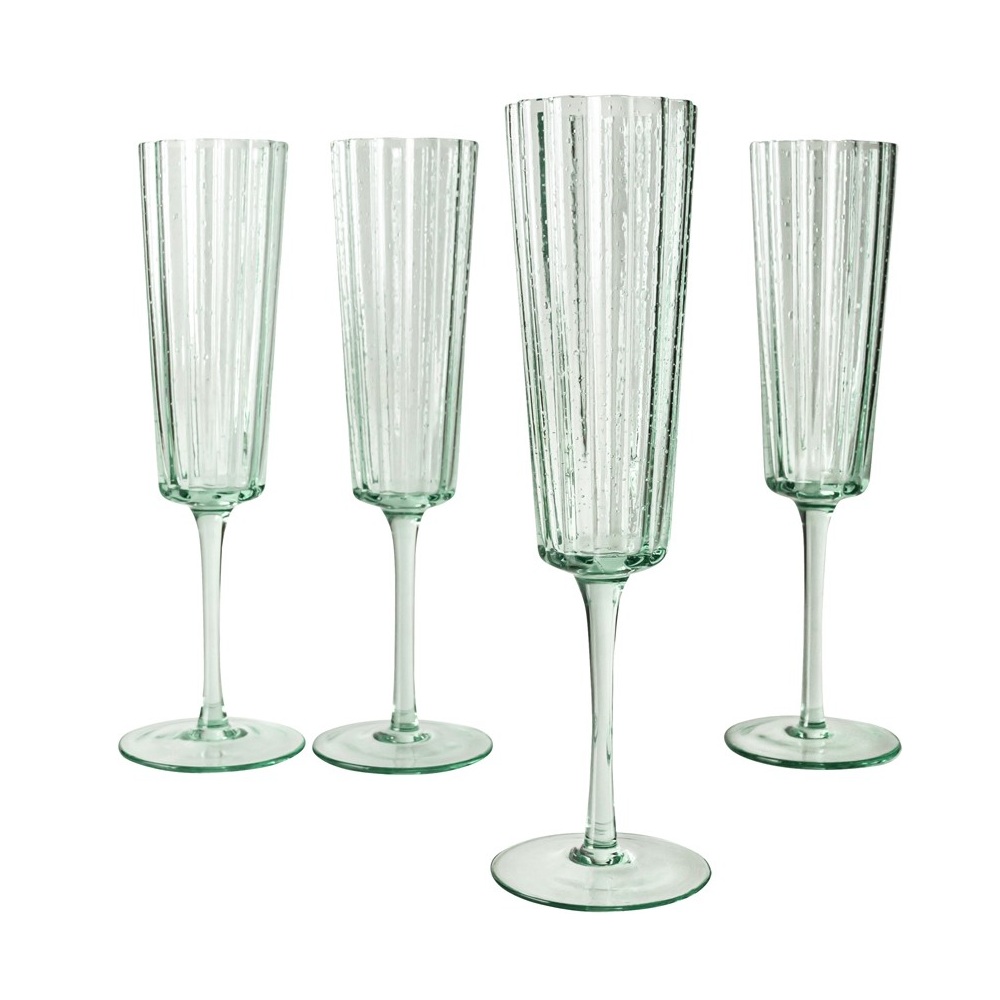 Σετ Ποτηριών Σαμπάνιας Φυσητό Γυαλί Πράσινο 21 cl Glass Collectables Laura Ashley LA183516 - 