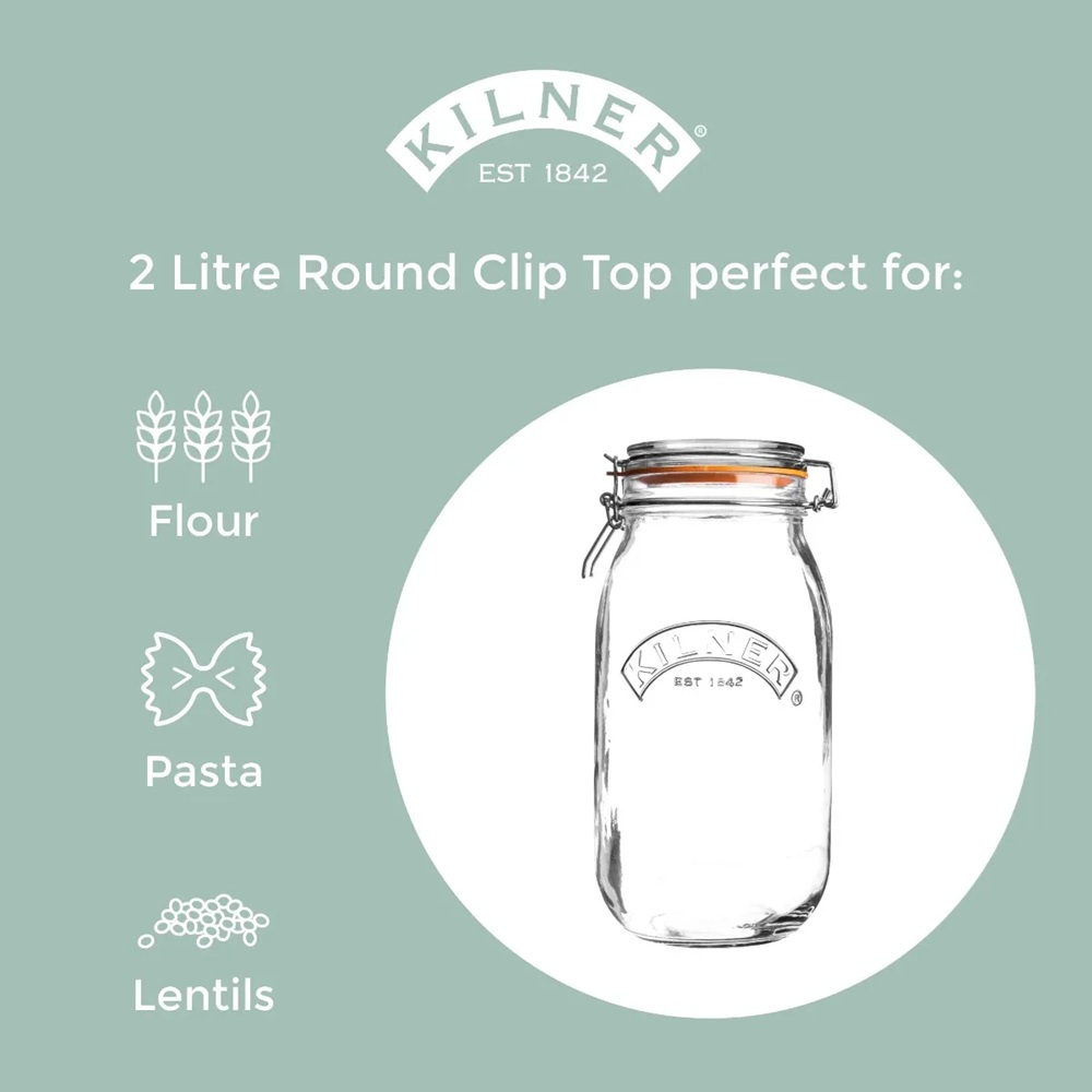 Βάζο Αποθήκευσης Γυάλινο Clip Top 2L Kilner 0025.493 - 3