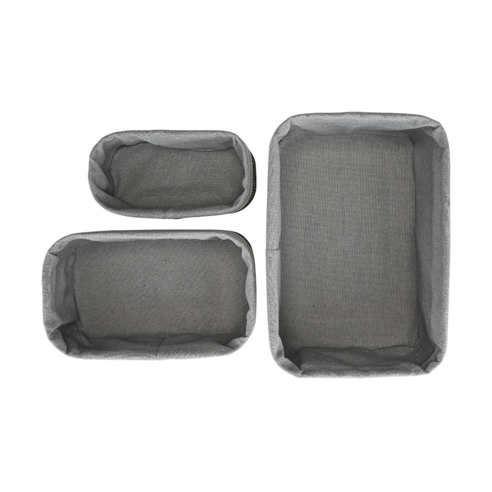 Καλάθια Οργάνωσης Bamboo με Εσωτερική Επένδυση Σετ 3τμχ Μαύρα Estia Bamboo Essentials 02-34603 - 2