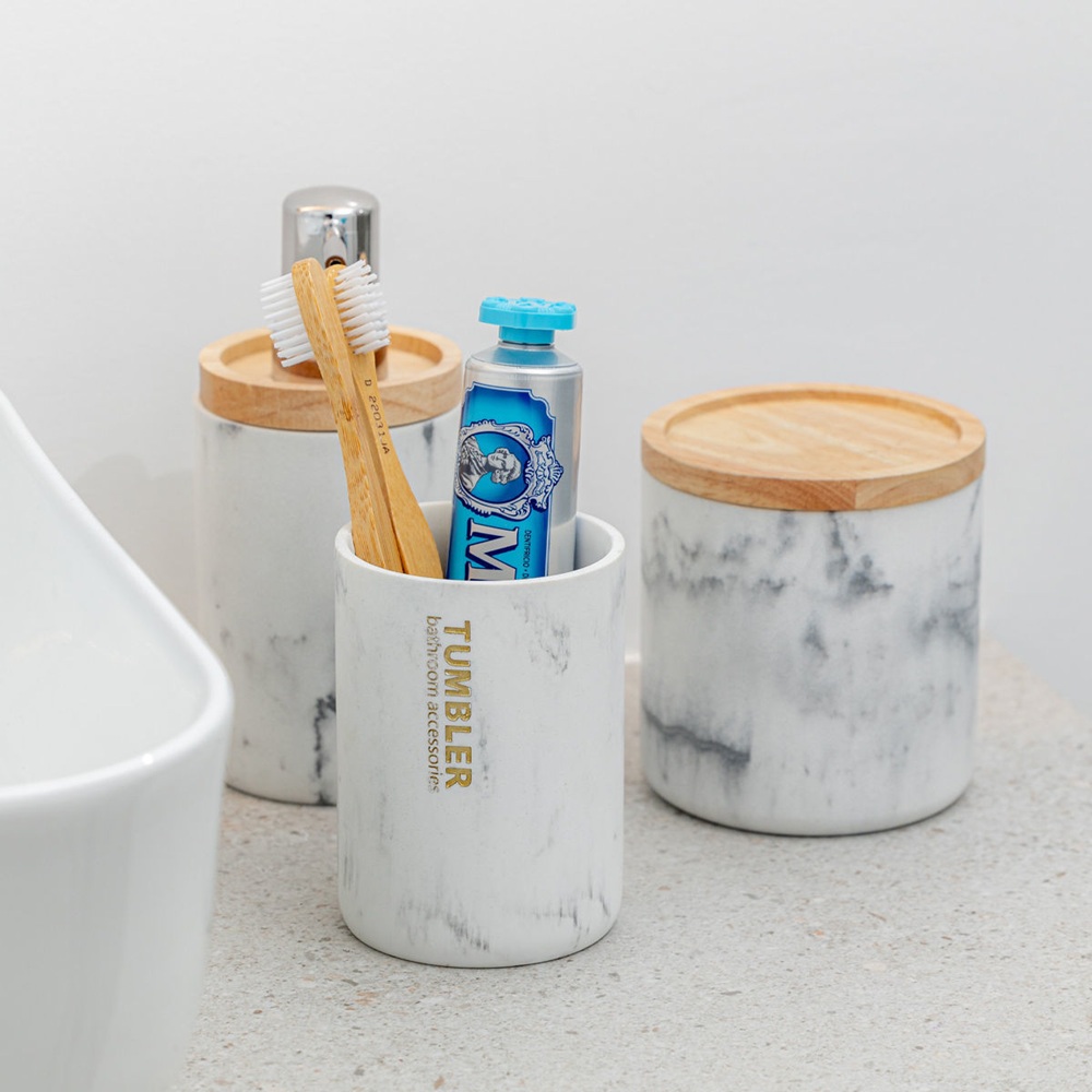 Ποτηράκι Μπάνιου Ρητίνης Marble 8x8x10cm Estia Marble 02-21801 - 3