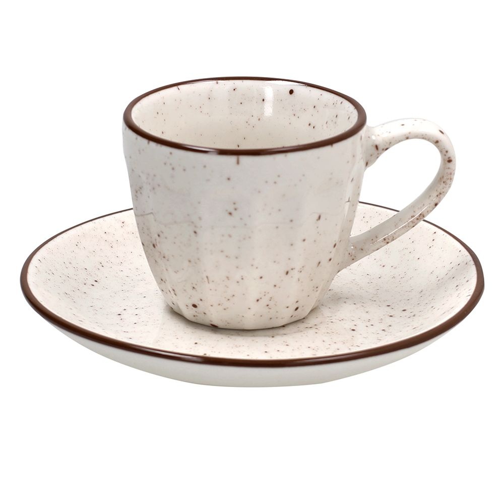 Σετ 6 Φλιτζάνια Espresso με Πιατάκι 70cc New Bone China Beige Naive Tognana NN685016215 - 