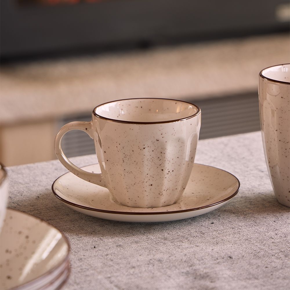 Σετ 6 Φλιτζάνια Espresso με Πιατάκι 70cc New Bone China Beige Naive Tognana NN685016215 - 4