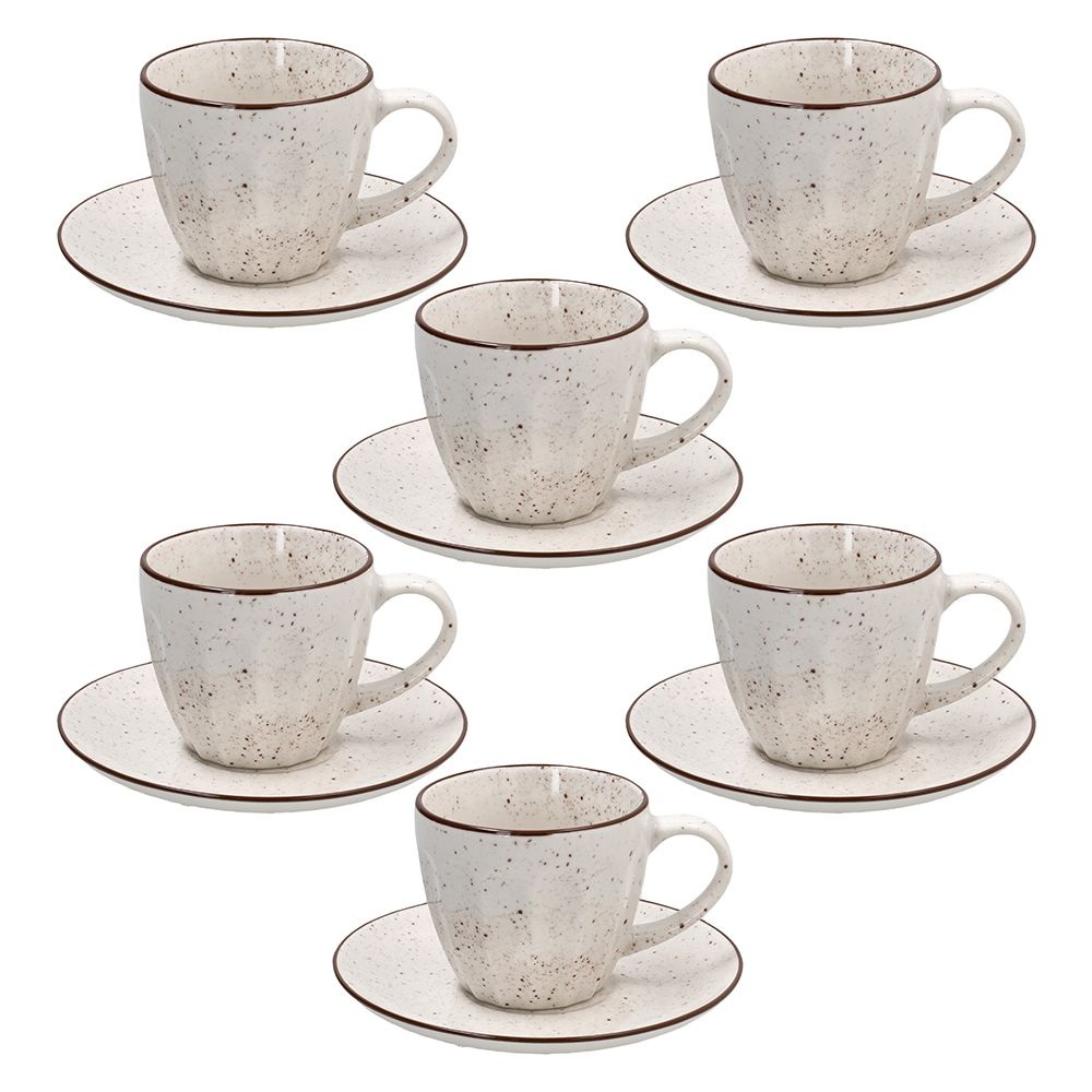 Σετ 6 Φλιτζάνια Καφέ με Πιατάκι 200cc New Bone China Beige Naive Tognana NN685026215 - 