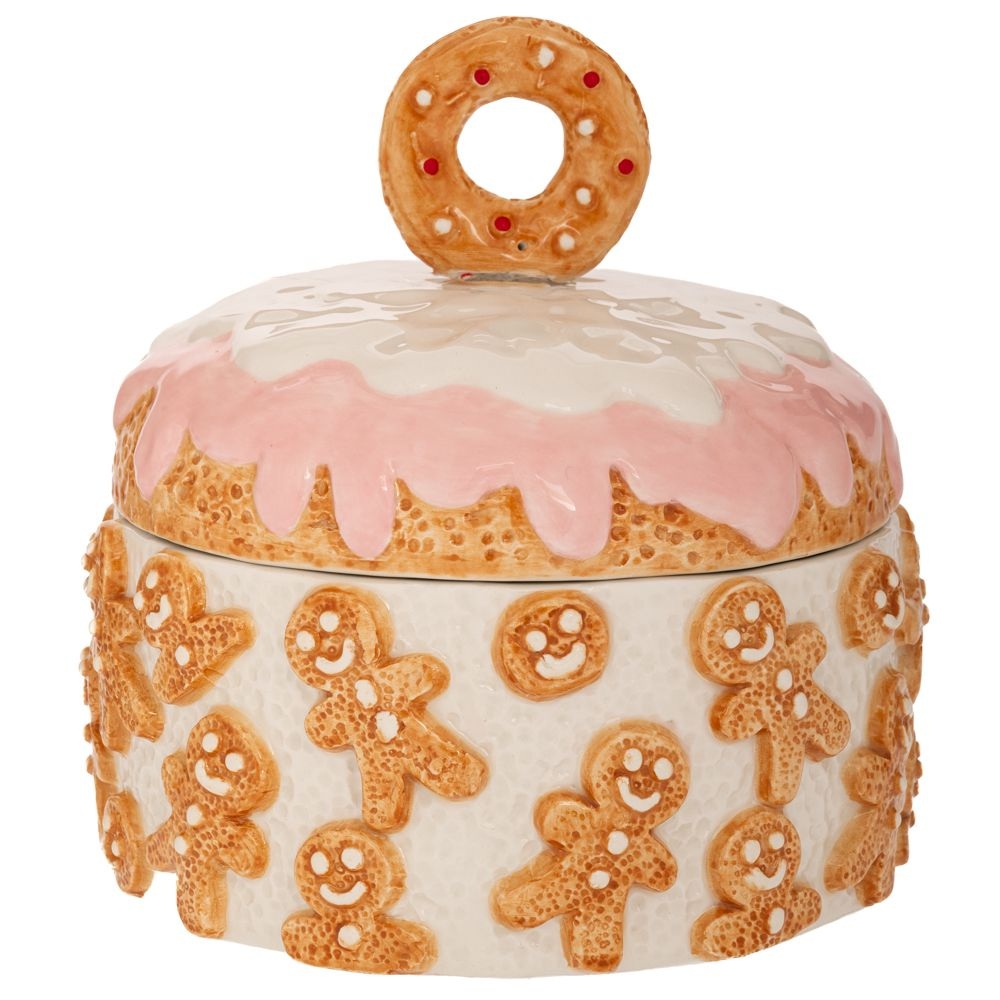 Μπισκοτιέρα Κεραμική Gingerbread Με Καπάκι 18x18x18 εκ Ai Decoration 90939 - 