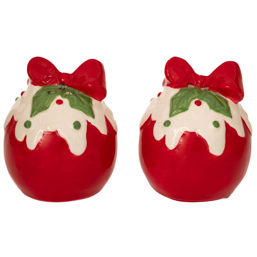 Αλατοπίπερο Κεραμικό Κόκκινο Λευκό Σετ 2 τεμ. Χριστουγεννιάτικο Δώρο 5x5x7 εκ Ai Decoration 90948 - 
