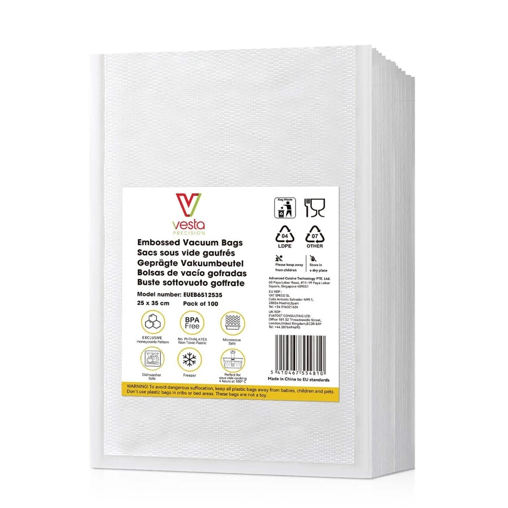 Σακούλες Vacuum Τροφίμων Ανάγλυφες Sous Vide 25 x 35 cm 100τμχ Vesta Precision EUEB6512535 - 