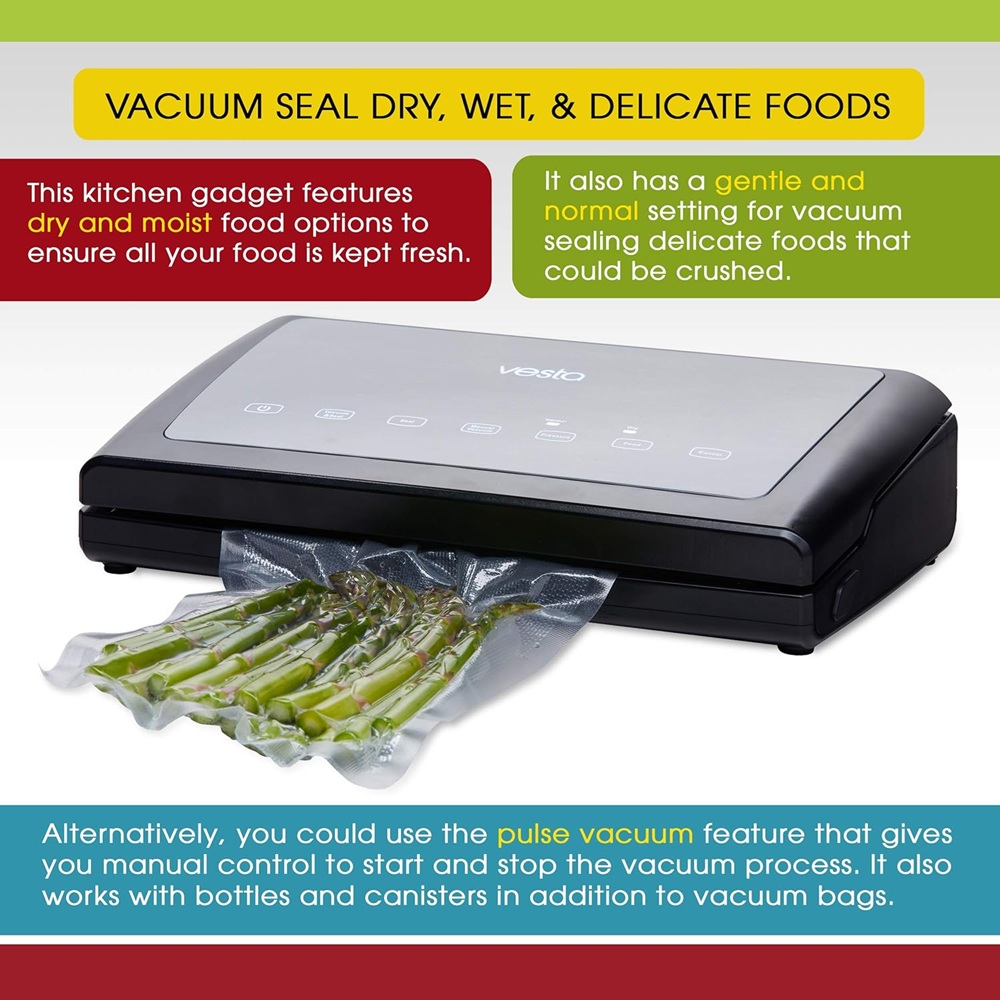 Συσκευή Συντήρησης Τροφίμων Vacuum Inox Ασημί 110 W Vesta Vac ’n Seal Elite Vesta Precision V11-SL-EU - 3