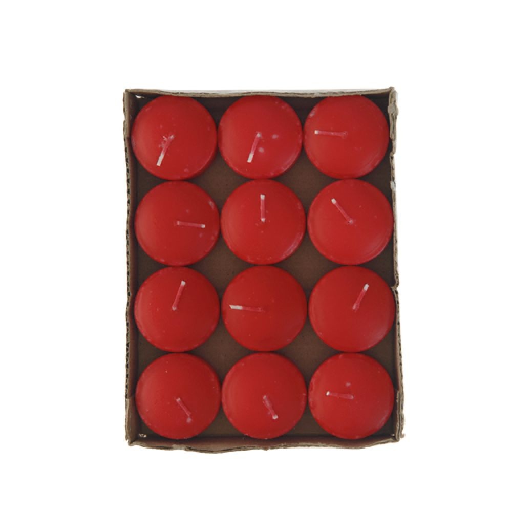 Κεριά Ρεσώ Επιπλέοντα Κόκκινα Σετ 12 τεμαχίων Ai Decoration 37036 - 