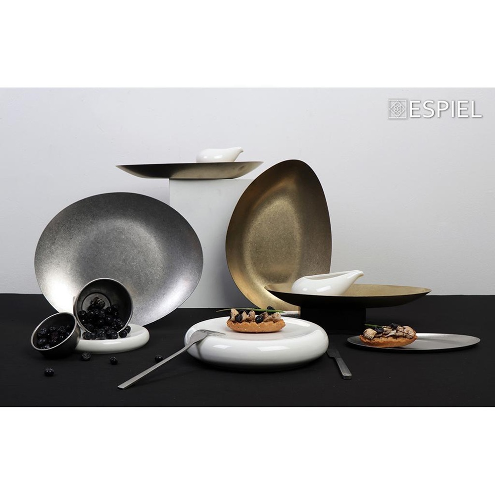 Πιάτο Ρηχό Στρογγυλό Ανοξείδωτο 18/10 PVD Snow Grey 19x19 cm ESPIEL FEV112 - 3