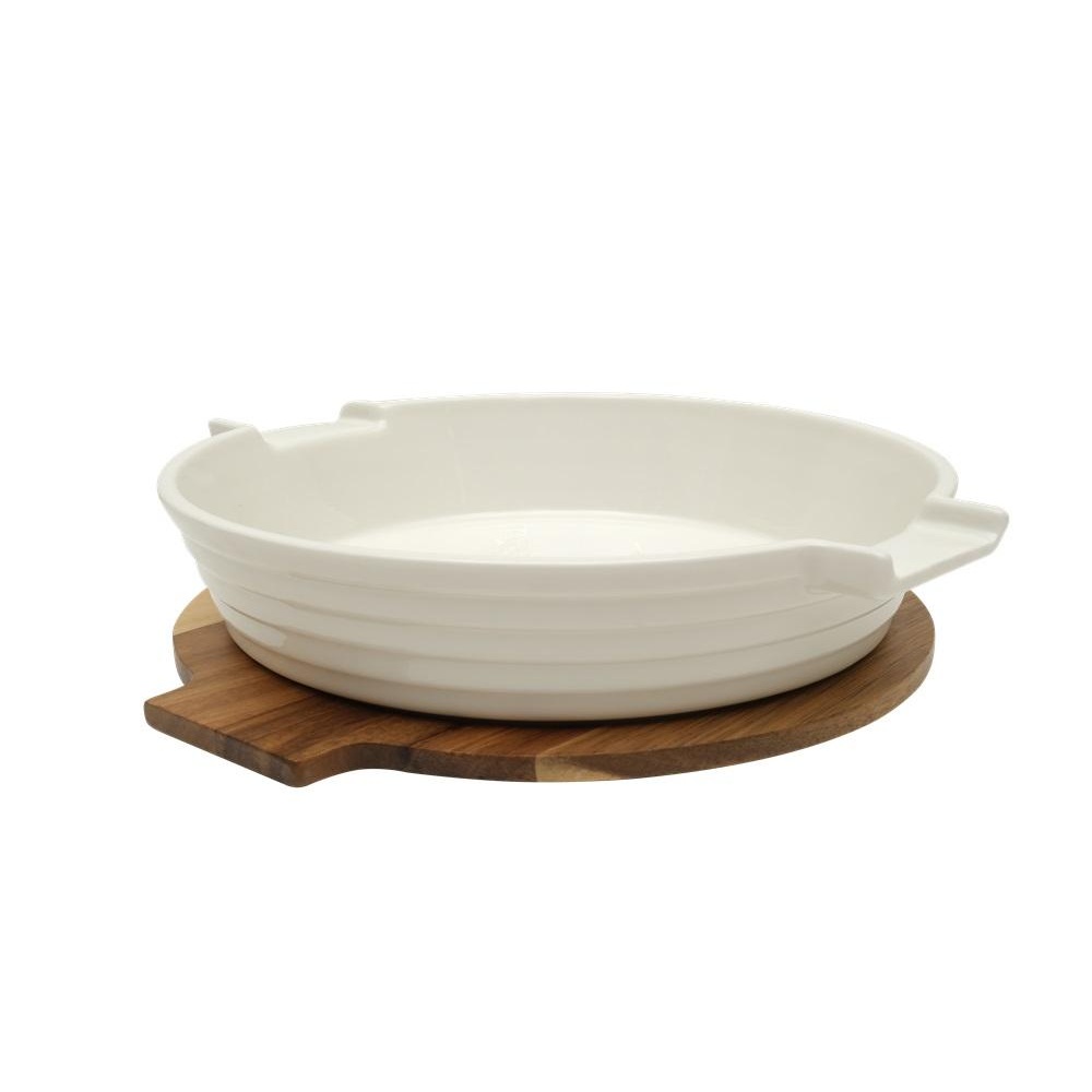 Πυρίμαχο Σκεύος Πορσελάνης με Καπάκι Ακακίας 33,3x30x6,3 εκ. Espiel YUB107 - 