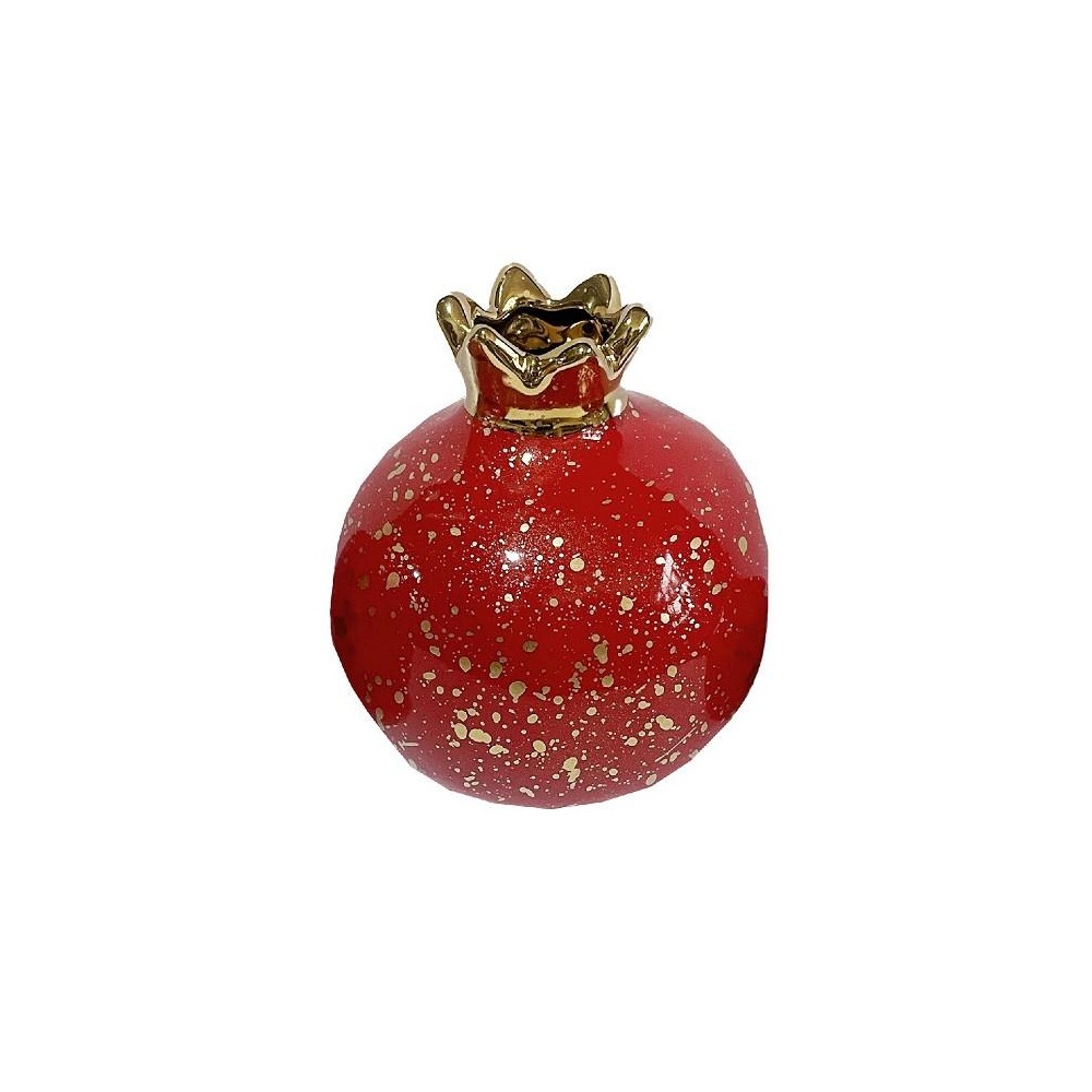 Ρόδι Κεραμικό Κόκκινο-Χρυσό 8x8x8cm ESPIEL ROD301K6 - 