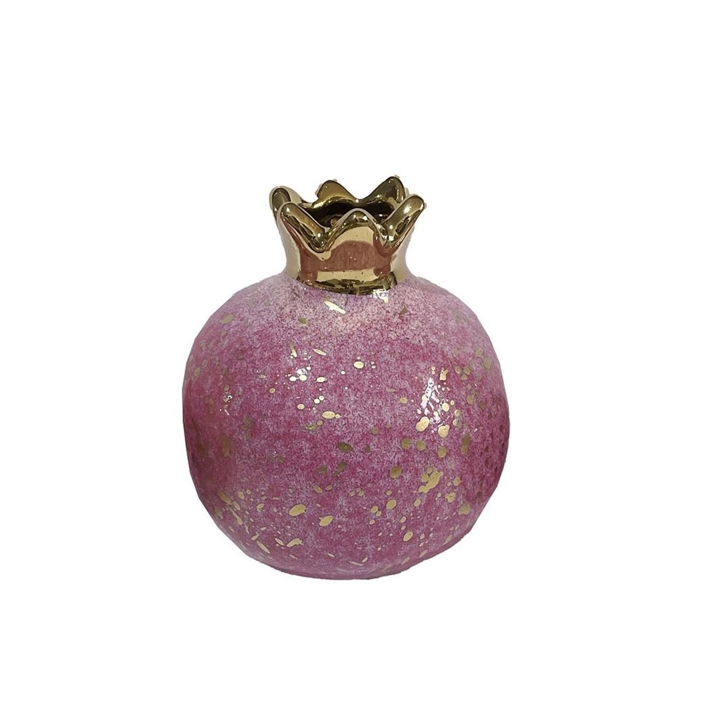 Ρόδι Κεραμικό Μωβ-Χρυσό 13x13x13cm ESPIEL ROD306K4 - 