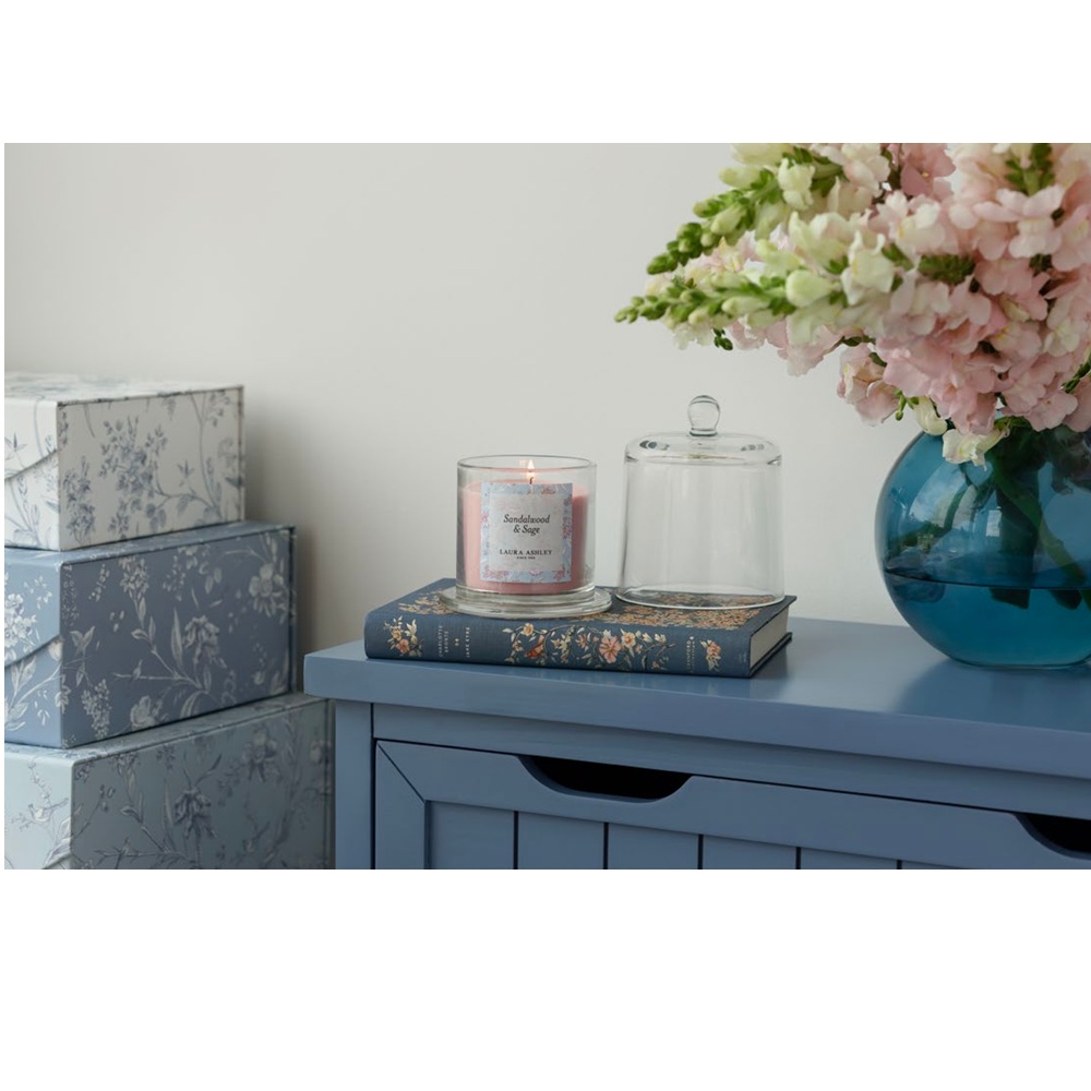 Κερί Σόγιας Γυάλινη Καμπάνα 210gr 11×15cm Laura Ashley Bell Sandalwood & Sage A2381 - 2
