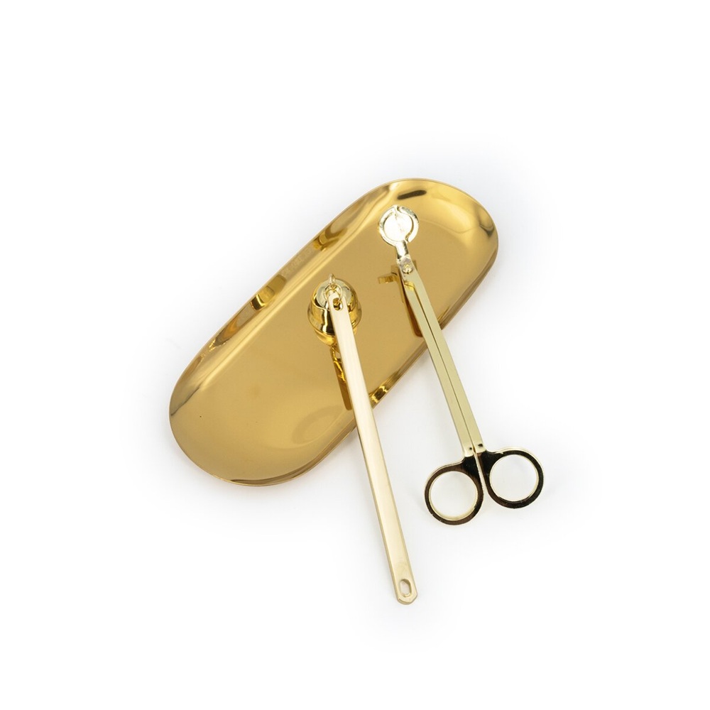 Σετ Περιποίησης Κεριών Μεταλλικό Χρυσό με Κηροσβέστη & Ψαλίδι Φυτιλιού Laura Ashley A2440 - 2