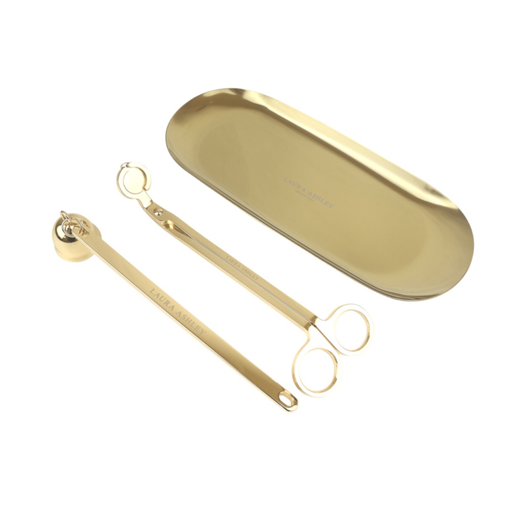 Σετ Περιποίησης Κεριών Μεταλλικό Χρυσό με Κηροσβέστη & Ψαλίδι Φυτιλιού Laura Ashley A2440 - 3