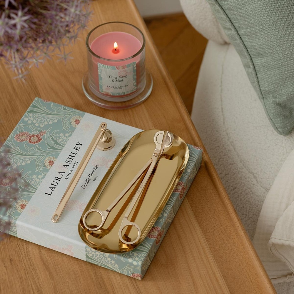 Σετ Περιποίησης Κεριών Μεταλλικό Χρυσό με Κηροσβέστη & Ψαλίδι Φυτιλιού Laura Ashley A2440 - 5