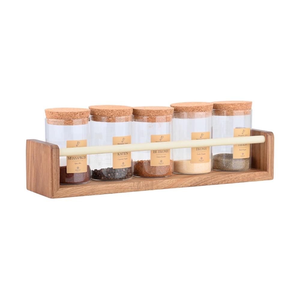 Ραφιέρα Κουζίνας Ξύλο Ακακίας Επιτοίχια 41×10×7,3cm Allure Estia 02-34108 - 2