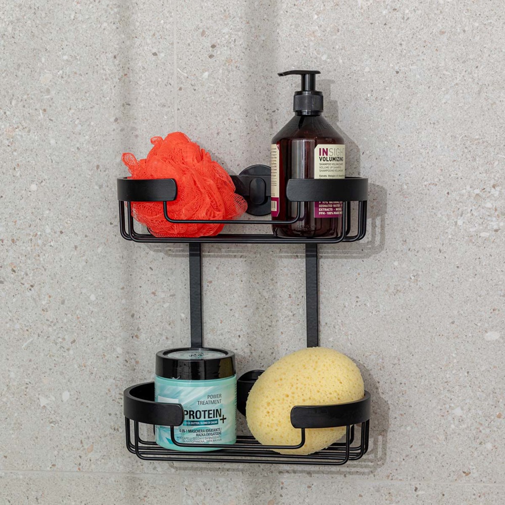 Εταζέρα Μπάνιου Αλουμίνιο Μαύρη 2 Θέσεων 25x13x28,5cm Stance Estia 02-28497 - 3