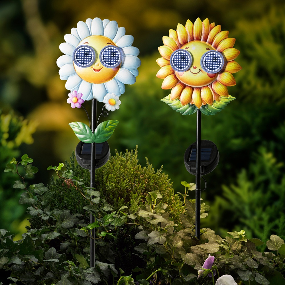 Ηλιακό Φωτιστικό Κήπου Πάσσαλος Λουλούδι Με Κινούμενα Μάτια LED Cool White 78cm Lumineo 798523-2 - 2