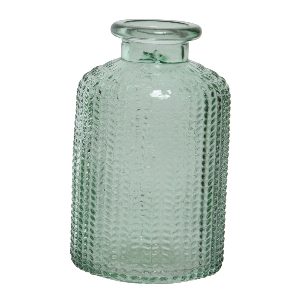 Βαζάκι Γυάλινο Διάφανο Πράσινο Ανάγλυφο 6,5x10cm Kaemingk 806913-4