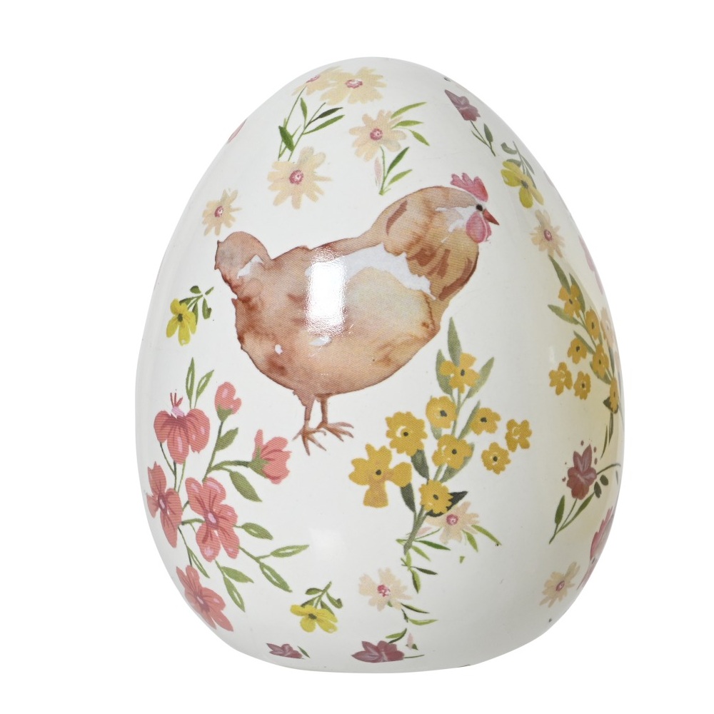 Πασχαλινό Διακοσμητικό Αυγό Δολομίτης Με Σχέδιο Κότας Floral 8cm Πολύχρωμο Kaemingk 811858-4 - 