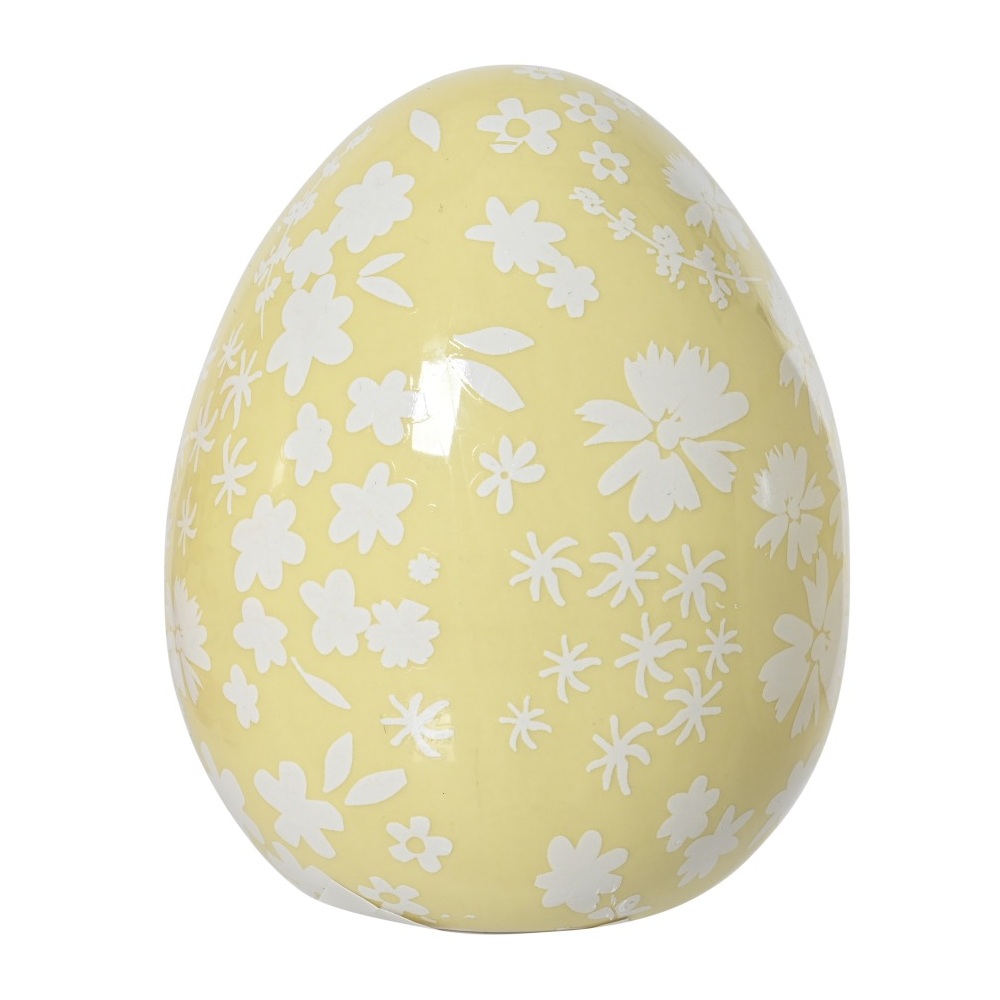 Πασχαλινό Διακοσμητικό Αυγό Δολομίτης Με Floral Σχέδιο Κίτρινο 8cm Kaemingk 811858-5 - 