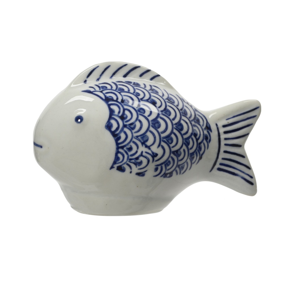 Διακοσμητικό Ψάρι Πορσελάνη Μπλε-Λευκό 11,2x5,9x7cm Kaemingk 830555-1 - 