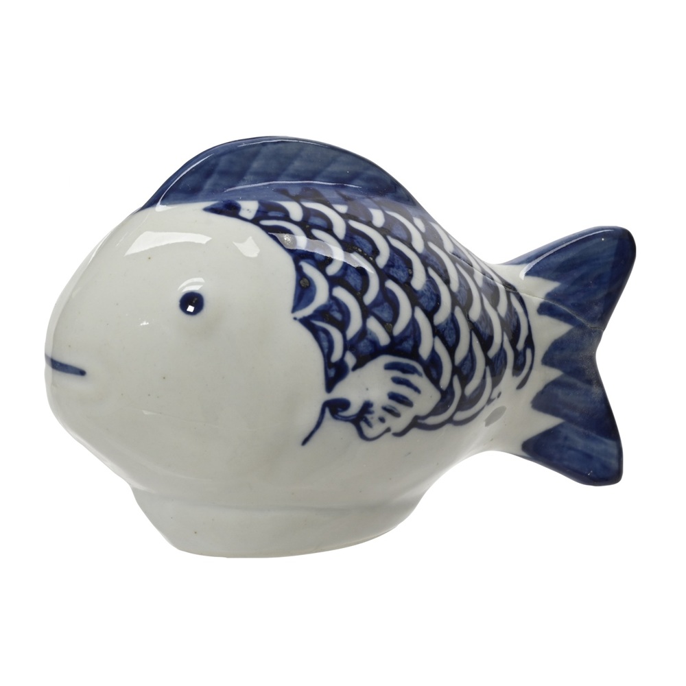 Διακοσμητικό Ψάρι Πορσελάνη Μπλε-Λευκό 11,2x5,9x7cm Kaemingk 830555-2 - 
