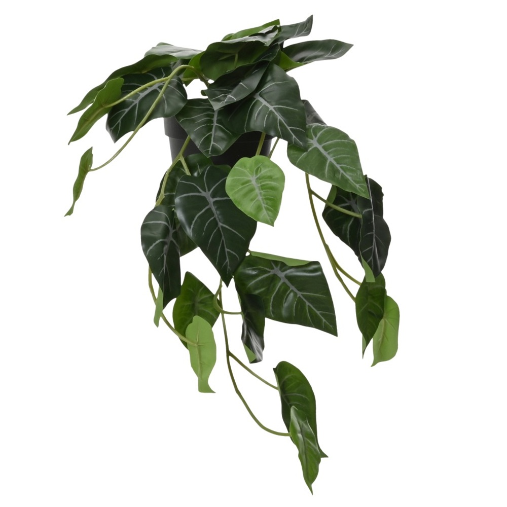 Τεχνητό Φυτό Σε Μαύρη Πλαστική Γλάστρα Με Μεγάλα Καρδιόσχημα Φύλλα 50x15x16εκ Kaemingk 833255-3 - 