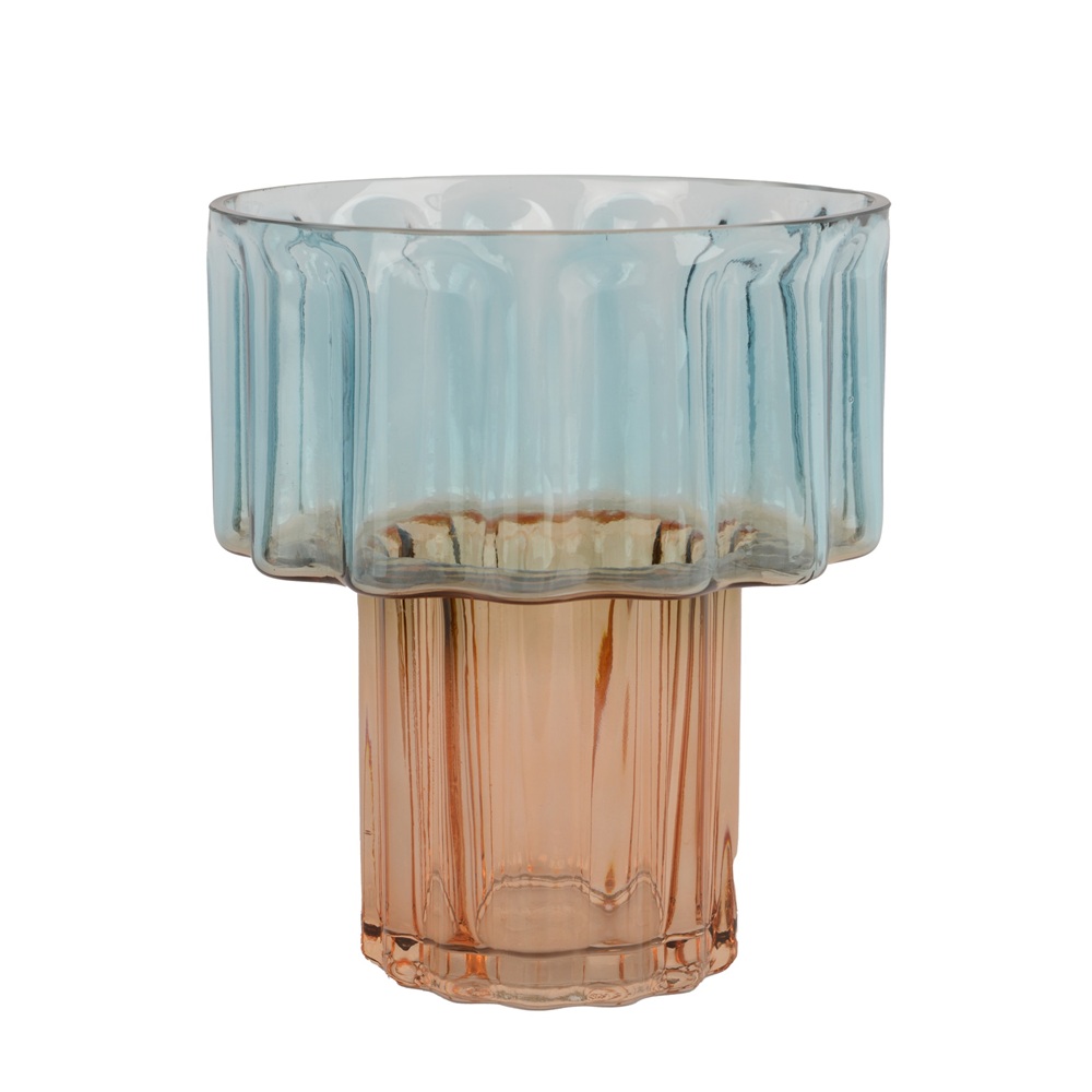 Βάζο Γυάλινο Δίχρωμο Μπλε Ø18x20εκ Kaemingk 860645 - 