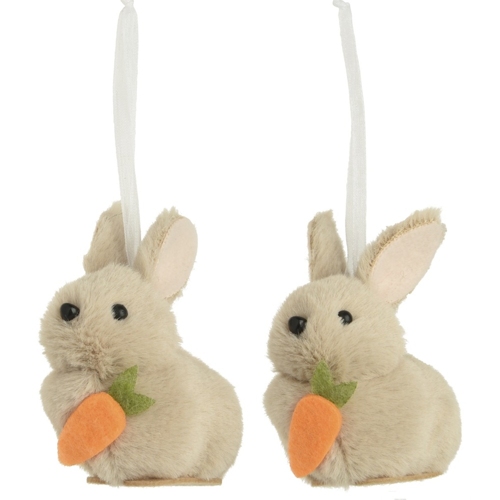 Κρεμαστό Διακοσμητικό Λαγουδάκι Polyester Με Καρότο 6x5x7cm Kaemingk 870609-2 - 