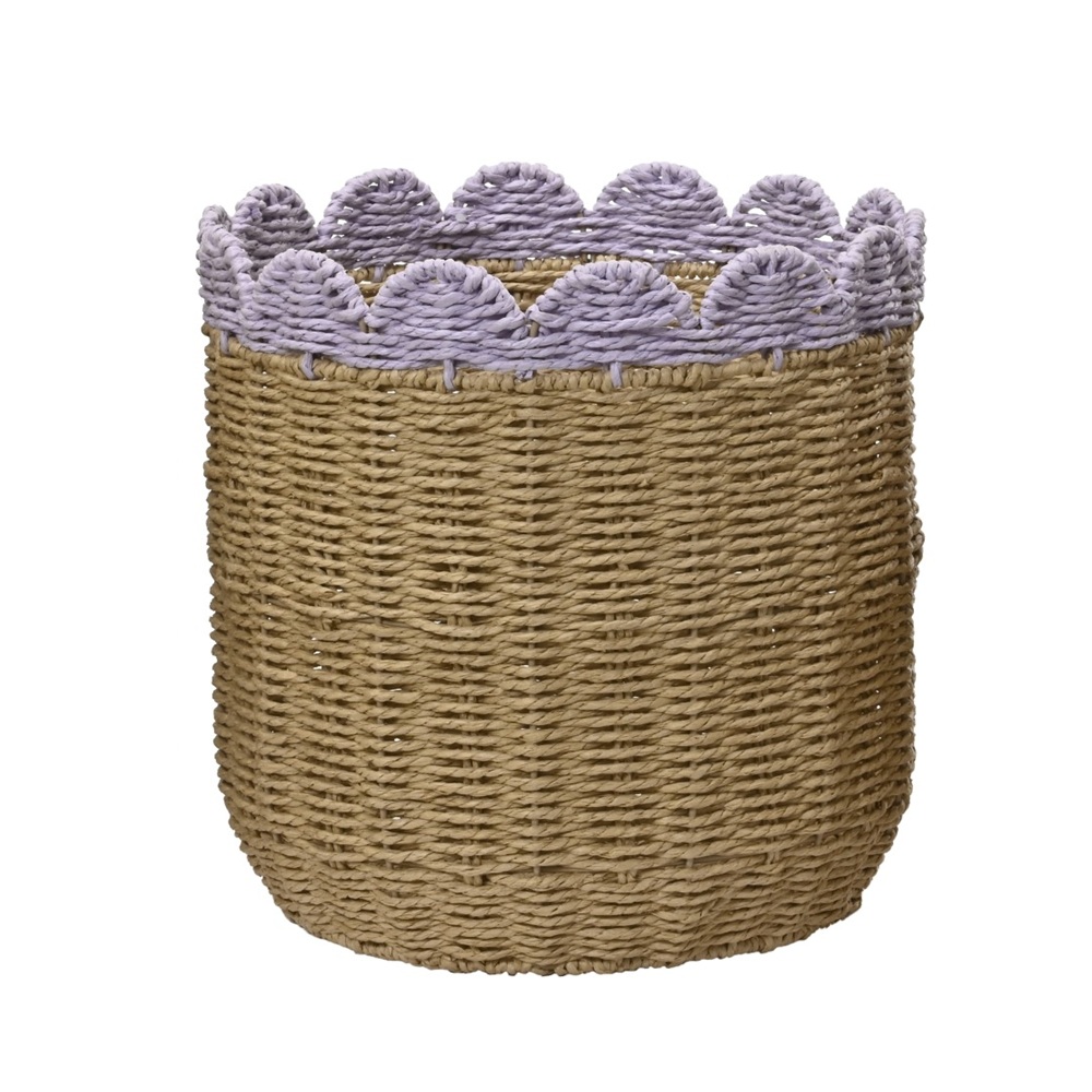 Καλάθι Αποθήκευσης Στρογγυλό Paper Rope Με Κυματιστό Τελείωμα Ø33x33cm Kaemingk 870791-2 - 