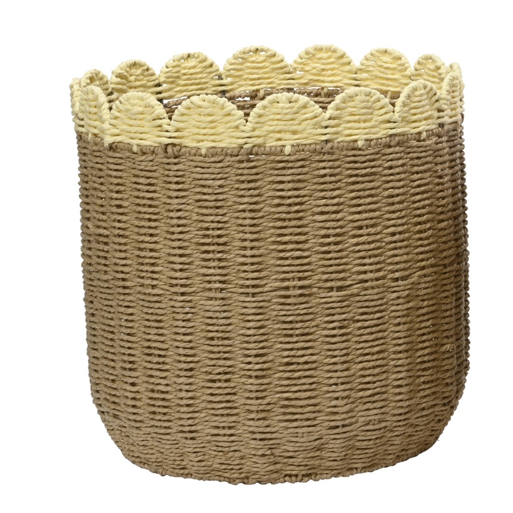 Καλάθι Αποθήκευσης Στρογγυλό Paper Rope Με Διακοσμητικό Κυματιστό Τελείωμα Ø38x38cm Kaemingk 870791-3 - 