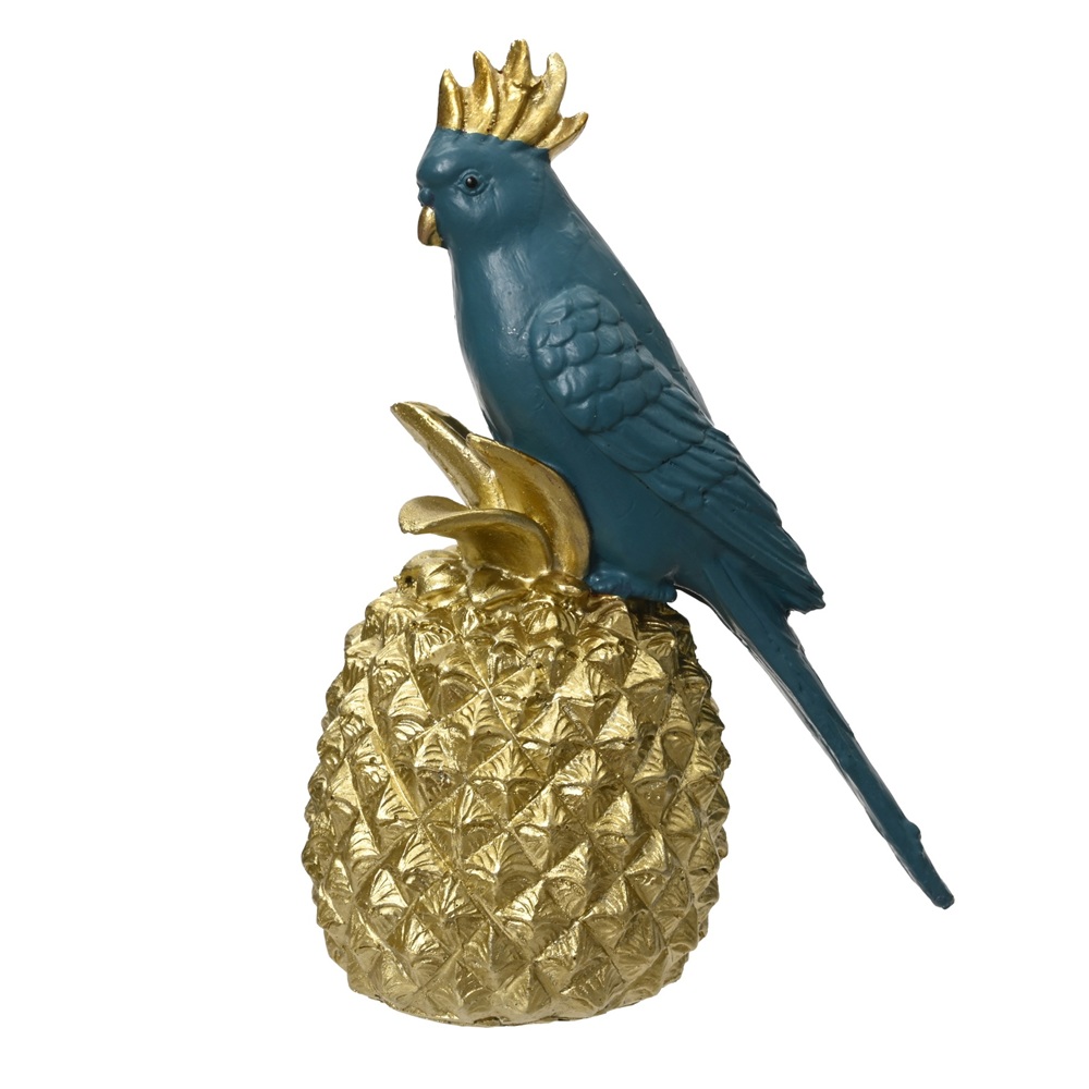 Διακοσμητικός Παπαγάλος Polyresin Μπλε Σε Ανανά 10,6x7x14,5cm Kaemingk 871353-2 - 