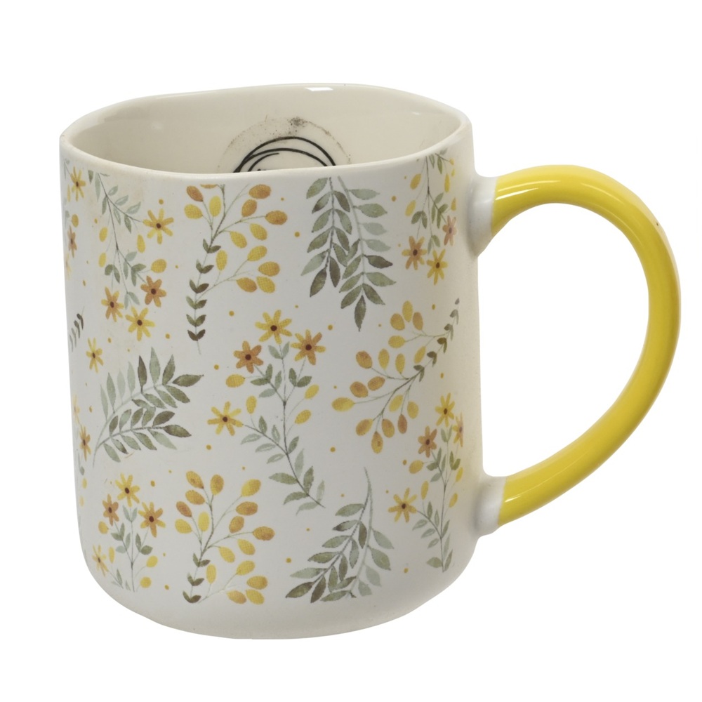 Κούπα Πορσελάνη Floral Κίτρινη 385ml 8x10cm Kaemingk 872291-1 - 