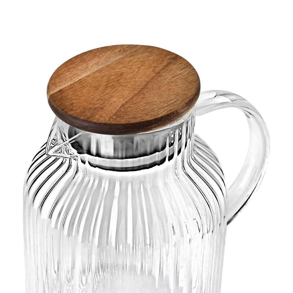 Κανάτα Γυάλινη με Καπάκι Ακακίας 1300ml Allure Estia 01-36782 - 3