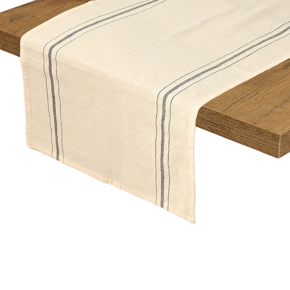 Ράνερ Τραπεζιού 40x150cm Γκρι 100% Βαμβάκι Rustic Estia 07-36140 - 