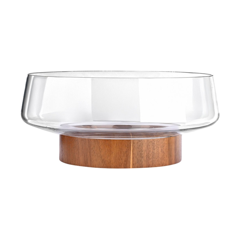 Σαλατιέρα Γυάλινη 28cm με Βάση Ακακίας Allure Estia 01-36614 - 2