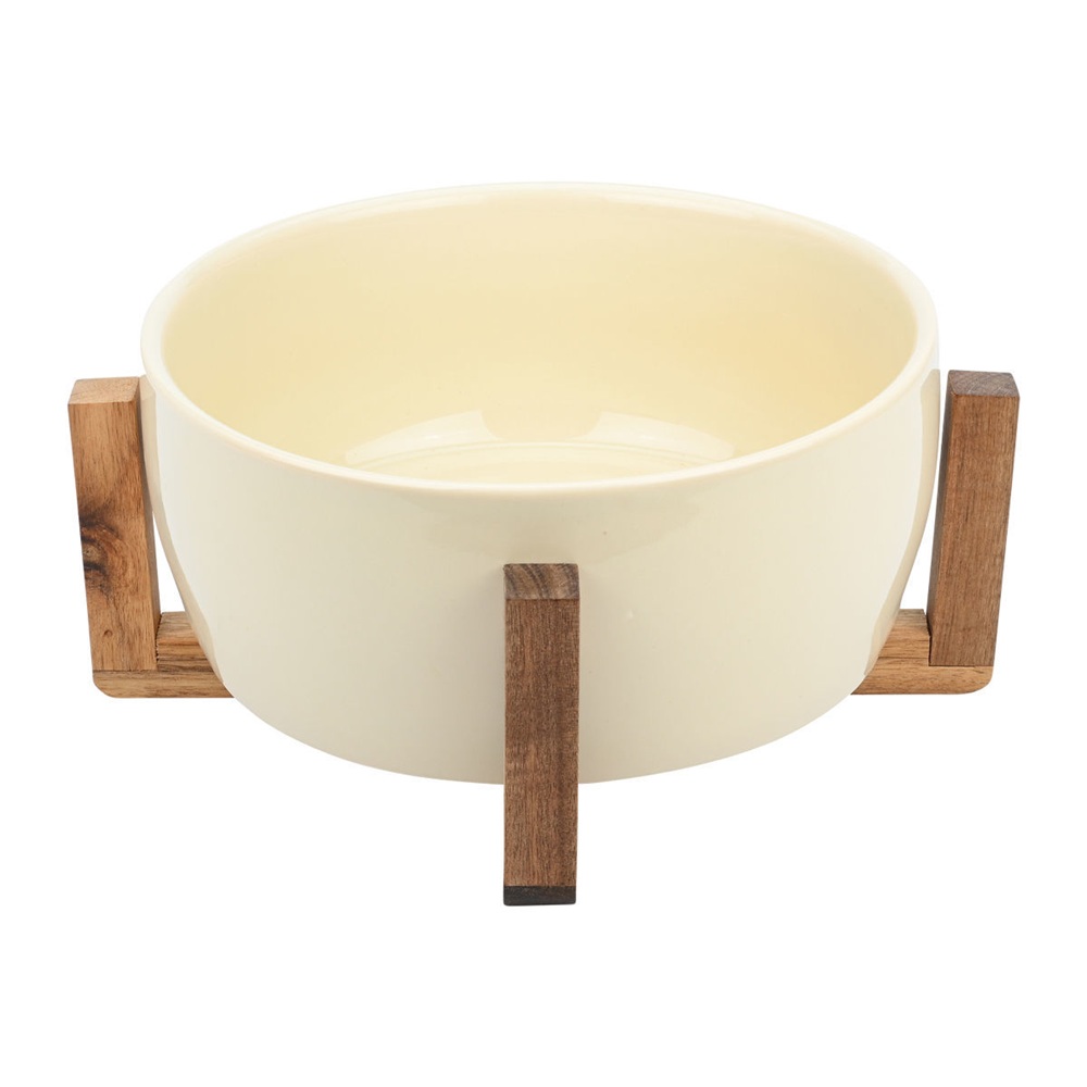 Σαλατιέρα Ivory 28cm με Βάση Ακακίας Allure Estia 01-25014 - 