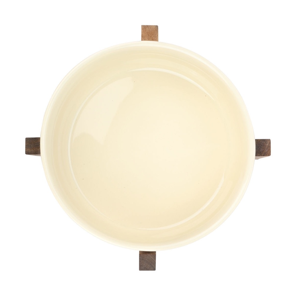 Σαλατιέρα Ivory 28cm με Βάση Ακακίας Allure Estia 01-25014 - 2