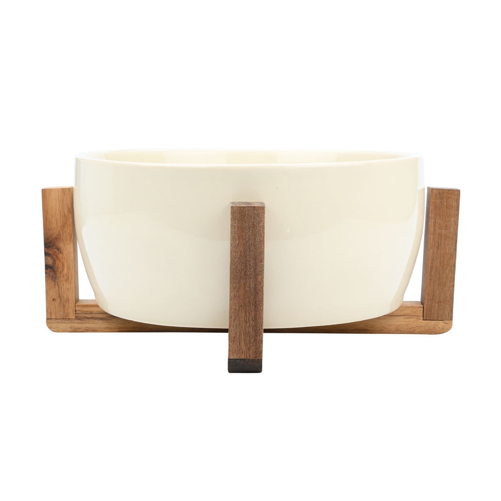 Σαλατιέρα Ivory 28cm με Βάση Ακακίας Allure Estia 01-25014 - 3