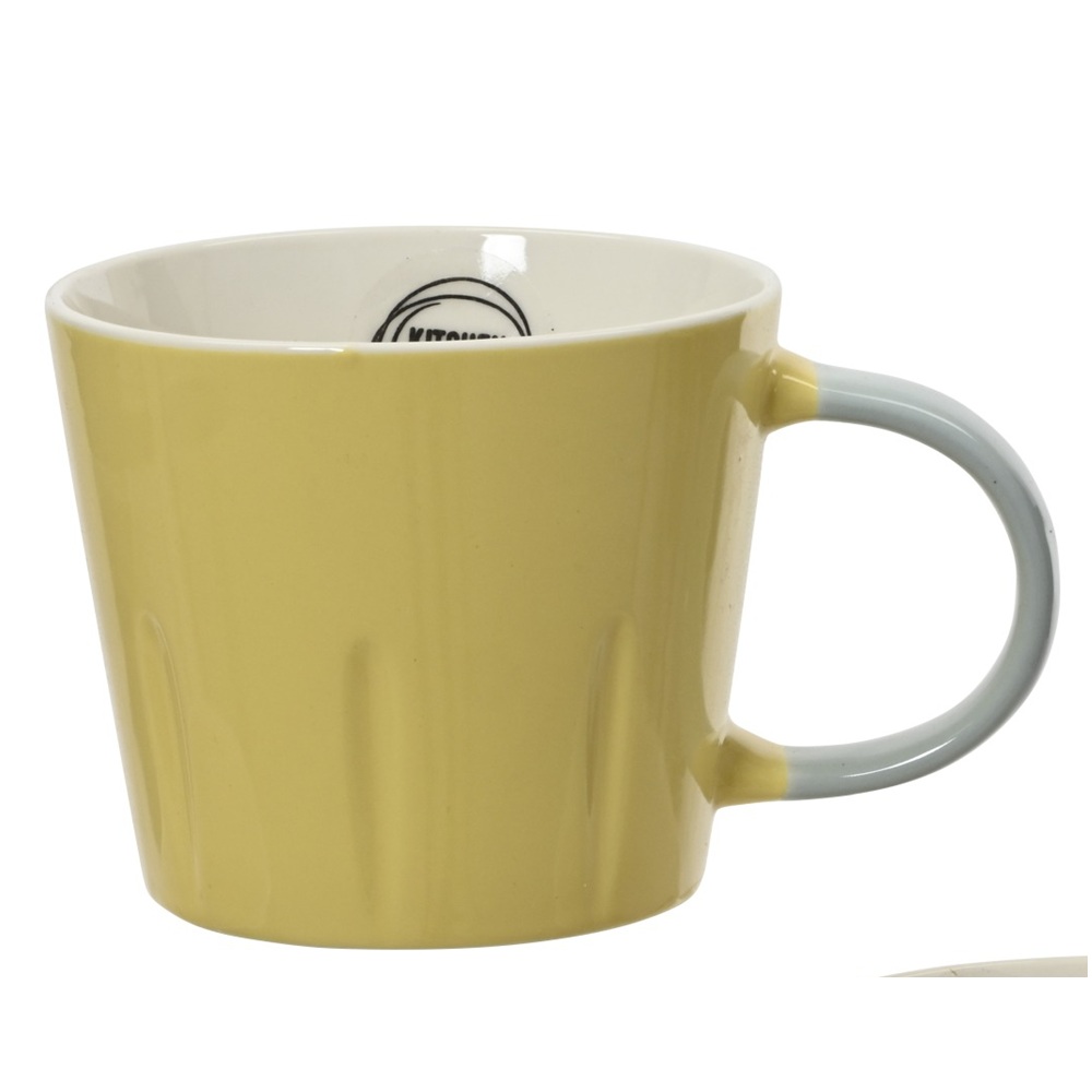 Κούπα Πορσελάνη Κίτρινη Με Γαλάζιο Χερούλι 400ml 10x8,6cm Kaemingk 872298-1 - 